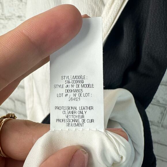 Helmut Lang Dress Twisted Drape Grained Viscose Leather Trim Black White 2 - Picture 7 of 10